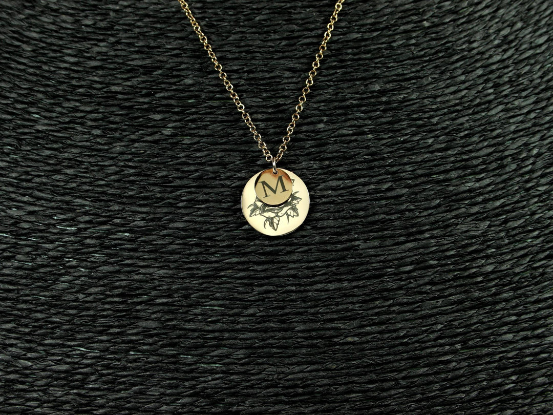 Birth Flower Initial Necklace