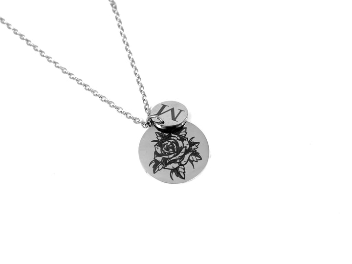 Birth Flower Initial Necklace