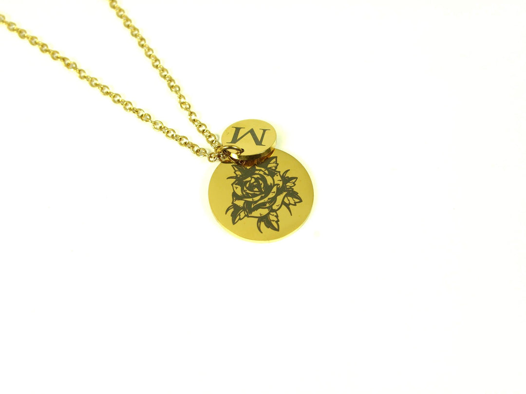 Birth Flower Initial Necklace