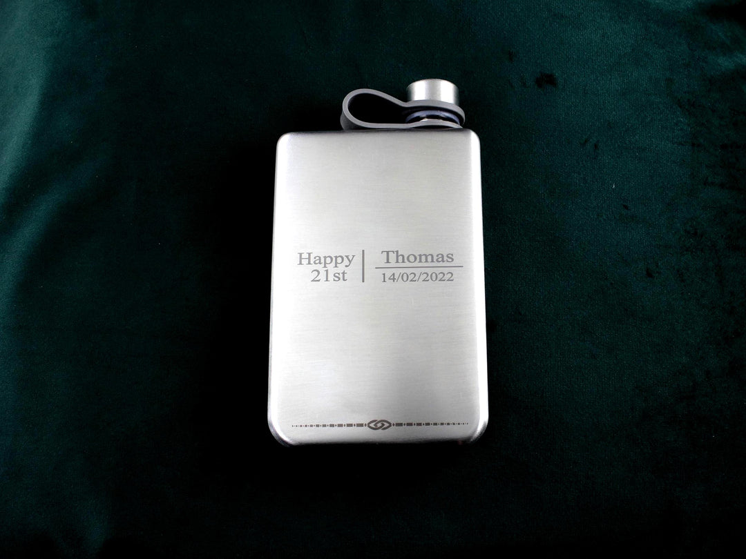 Engraved Silver Stainless Steel Flask