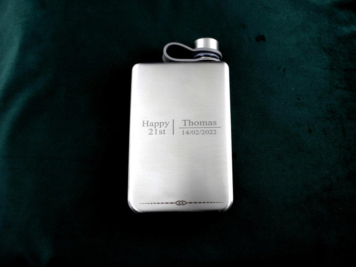 Engraved Silver Stainless Steel Flask