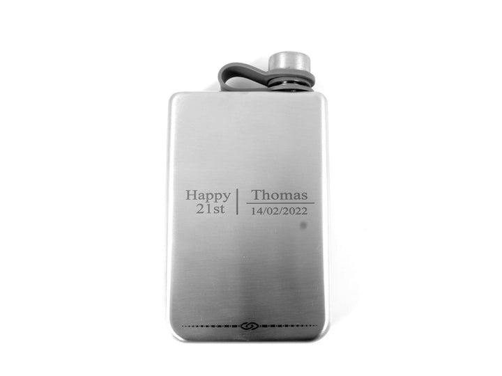 Engraved Silver Stainless Steel Flask