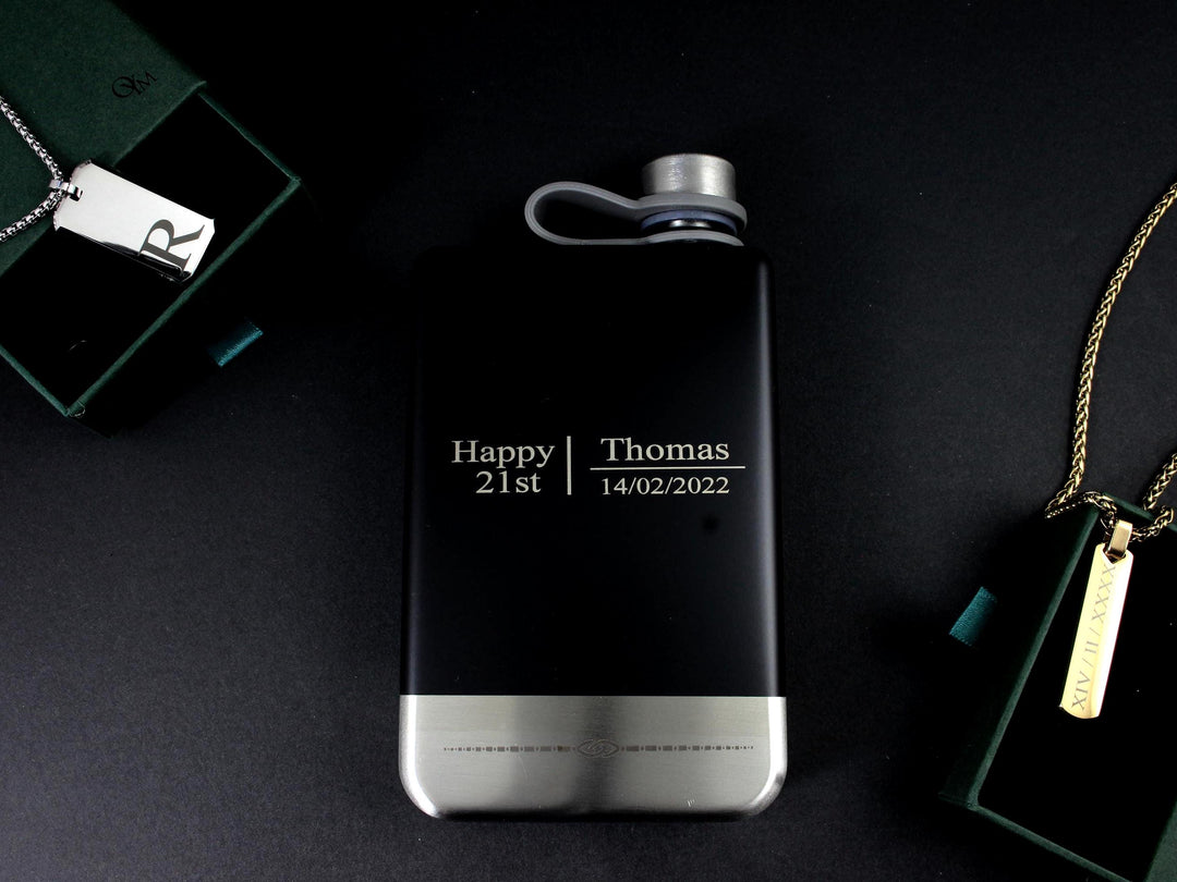 Engraved Stainless Steel Whiskey Flask: Personalized Groomsmen Gift