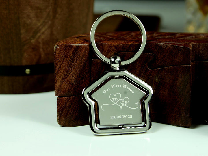 Personalised Couples Keychain, Rotating House