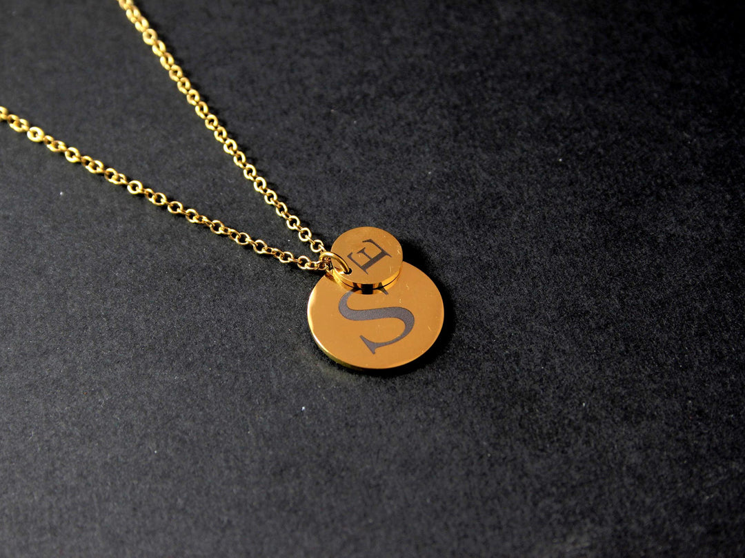 Personalized Gold Double Circle Initial Necklace