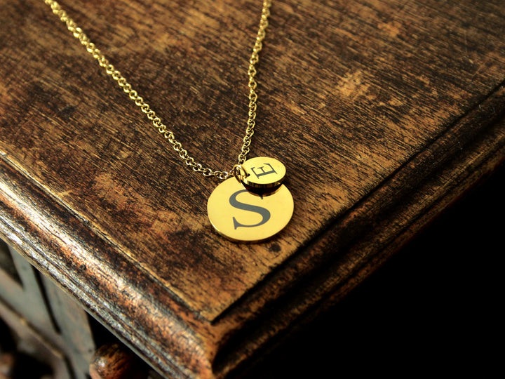 Personalized Gold Double Circle Initial Necklace