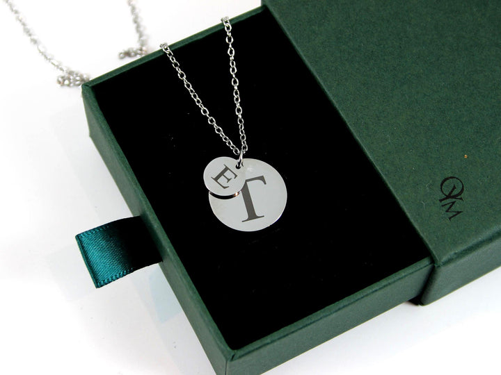 Engraved Initial Double Circle Necklace
