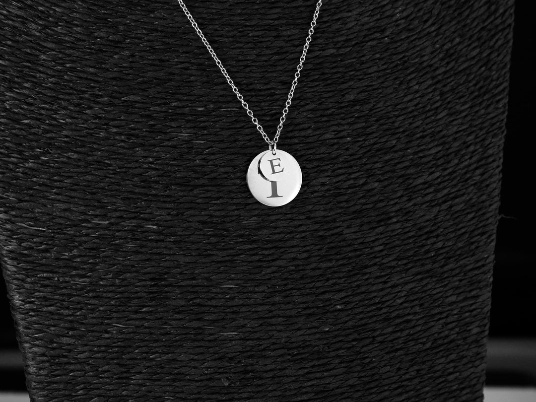 Engraved Initial Double Circle Necklace