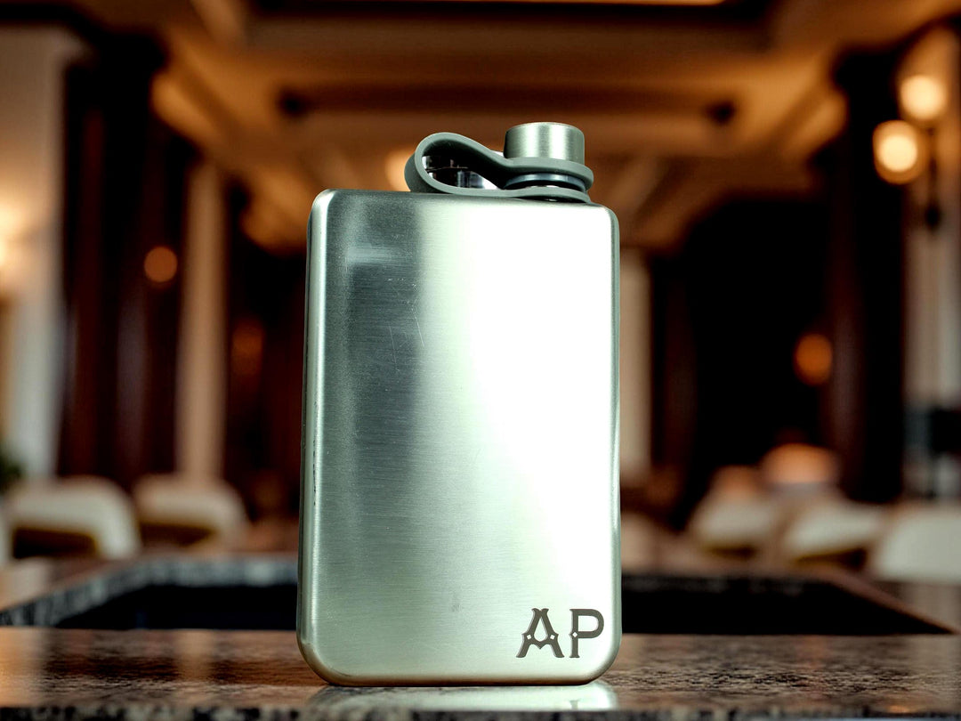 Whiskey Flask: Engraved Initials