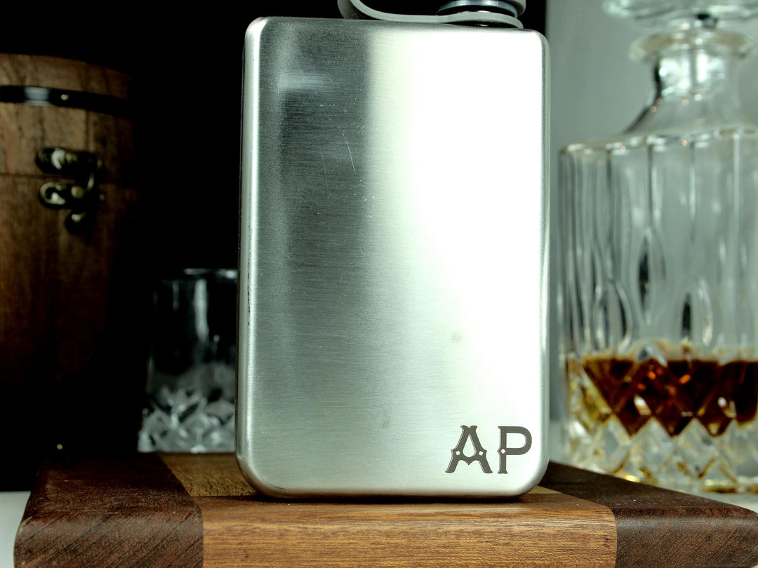 Whiskey Flask: Engraved Initials