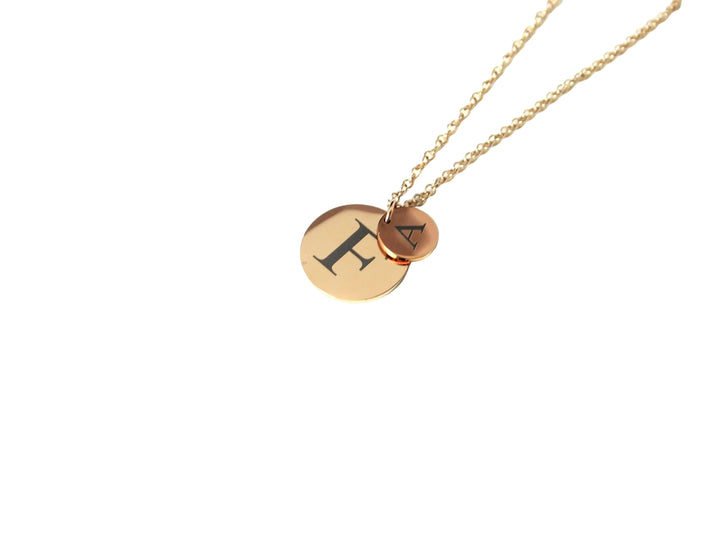 Rose Gold Double Circle Initial Necklace