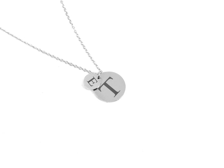 Engraved Initial Double Circle Necklace