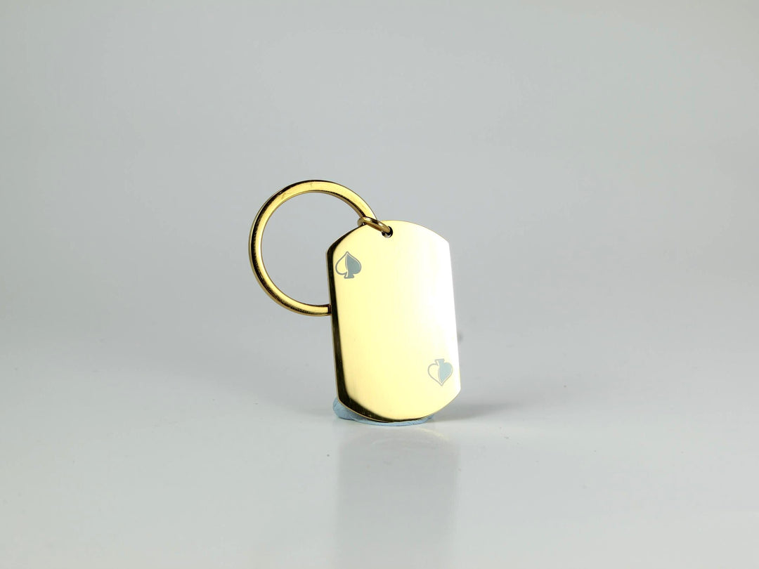 Personalized Gold Playing Card Keychain