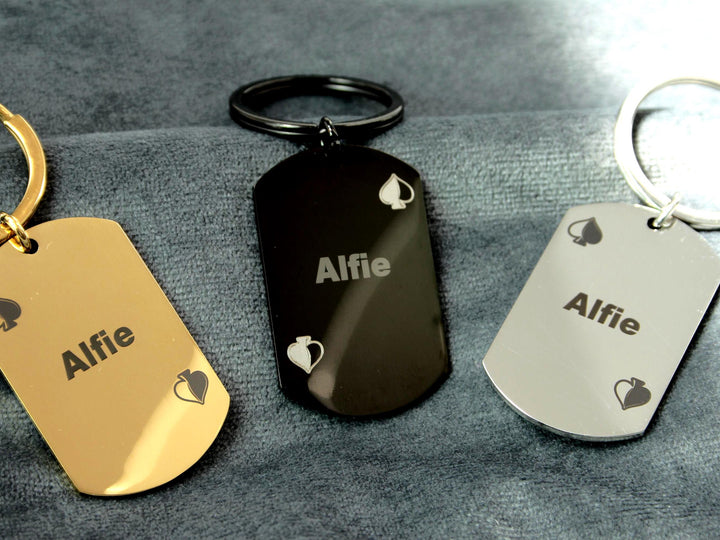 Personalized Gold Playing Card Keychain