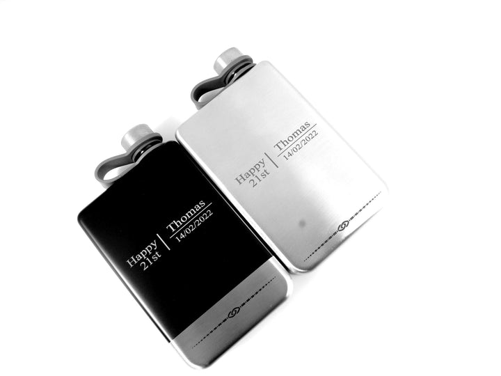 Engraved Silver Stainless Steel Flask