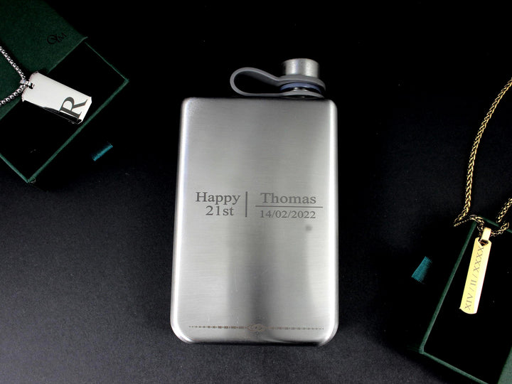 Engraved Stainless Steel Whiskey Flask: Personalized Groomsmen Gift