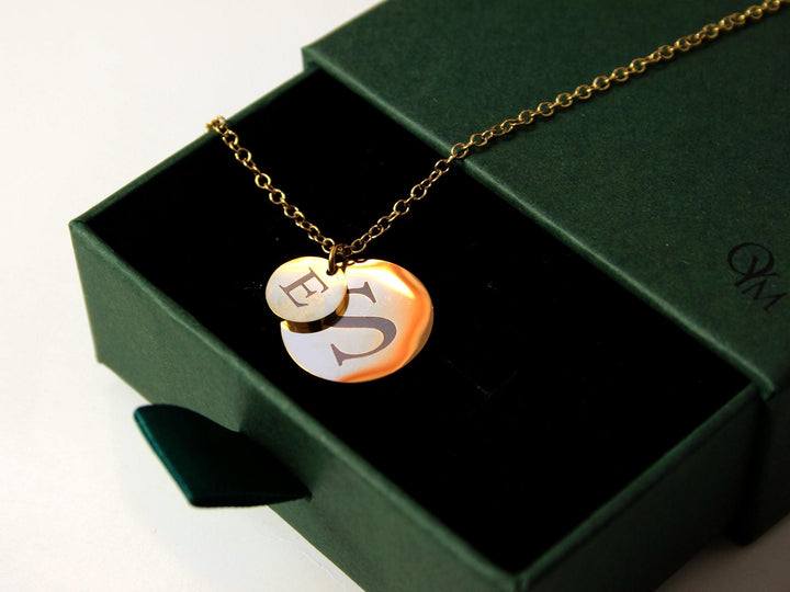 Personalized Gold Double Circle Initial Necklace