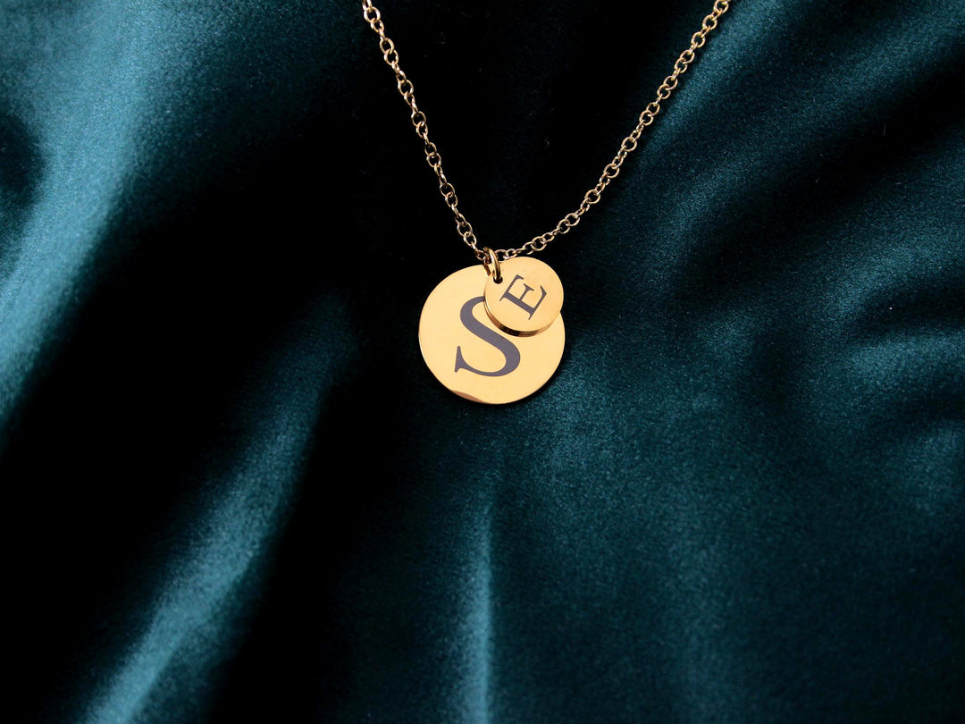 Personalized Gold Double Circle Initial Necklace