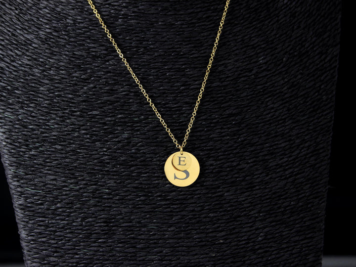 Personalized Gold Double Circle Initial Necklace