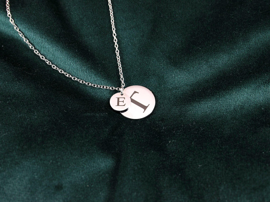 Engraved Initial Double Circle Necklace