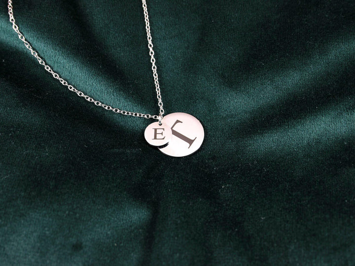 Engraved Initial Double Circle Necklace