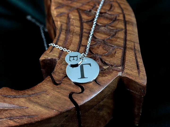 Engraved Initial Double Circle Necklace