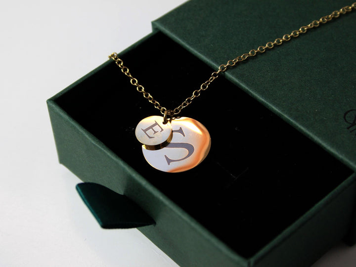 Engraved Initial Double Circle Necklace
