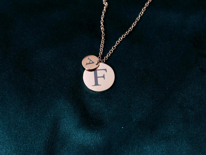 Engraved Initial Double Circle Necklace