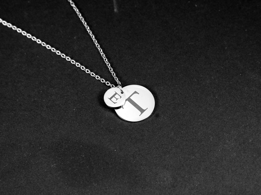 Engraved Initial Double Circle Necklace