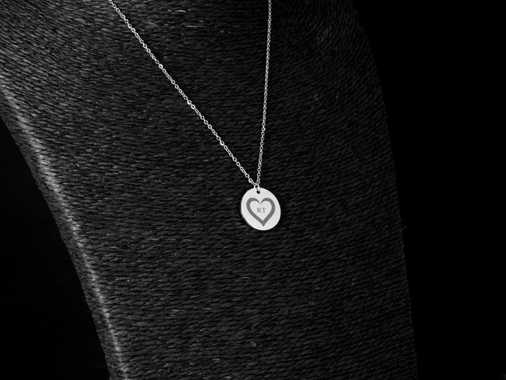 Personalized Heart & Initials Circle Pendant Necklace