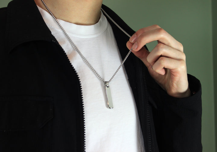 Silver Bar Personalised Initials Necklace