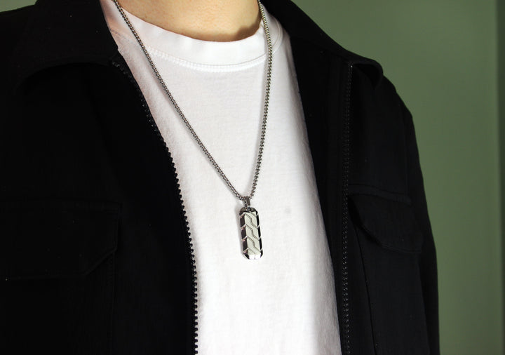 Custom Tyre Tread Pendant Necklace with Initials